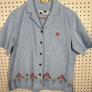 Vintage Embroidered Button-Up Shirt